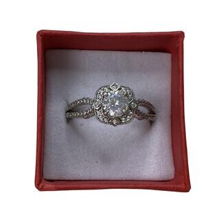 Jacmel Jewelry Ring Size 10 925 Sterling Silver CZ Halo Vtg Engagement Women JCM